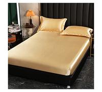 HKYBCF Drap de lit en Soie Ice Drap Satin avec Ceinture élastique Remplacement Drap Housse Housse de matelas/140/160/200/Double Drap sans taie d'oreiller(Tuo se,140x190x25cm)