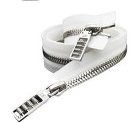 HKYBCF Fermeture éclair à double sens Accessoires for doudoune longue d'hiver avec fermeture éclair n° 5 en cuivre pur à double sens et curseur pour sac(WhiteSliver-100cm)