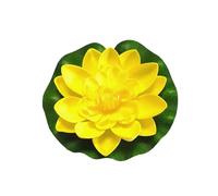 HKYBCF Fleur de Lotus Artificielle, Fausse Fleur Flottante en Mousse, Fleur de Lotus avec nénuphar, décoration d'étang Flottante, décoration de Jardin(1PC Yellow)