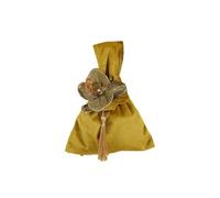 HKYBCF Sac à main pompon en velours avec nœud, poignée de grande capacité, sac poignet fleurs, petit fourre-tout festif, sucre, mariage pour femme(Champagne)