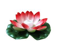 HKYBCF Simulation Lumineuse de Lotus, décoration de Jardin, Fleur de Lotus Flottante, Lampe Florale, Lotus Flottant, nénuphar, Fausse Plante(Red)