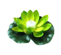 HKYBCF Simulation Lumineuse de Lotus, décoration de Jardin, Fleur de Lotus Flottante, Lampe Florale, Lotus Flottant, nénuphar, Fausse Plante(Green)