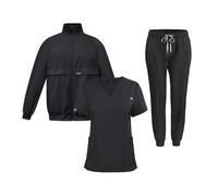 HKYBCF Uniforme d'infirmière Ensemble 3 pièces for médecin et infirmière, Uniforme, Pantalon Simple, Poches, Blouse Dentaire, Combinaisons de Soins Infirmiers for Spa(Black,L)