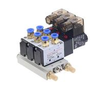 HKYPCOKVK 1 pièces 3 Voies 4V210-08 pneumatique DC12V DC24V AC110 AC220 Triple électrovanne avec connecteurs enfichables de Base Silencieux 1/4"(12mm Fittings,AC110V)