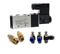 HKYPCOKVK Électrovanne électrique pneumatique 4V210-08, 5 Voies, 2 Positions, contrôle de l'air et du gaz, vanne magnétique 12V 24V 220V, raccords tuyaux 4mm-12mm(SL 10mm Adjust,DC24)