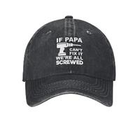 HKYTEEXP Coton lavé Si Papa ne Peut Pas Le réparer étaient Tous vissés Mode Unisexe Coton Casquette de Baseball en Plein air Adulte réglable Denim Chapeau Cadeau