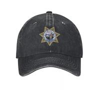 HKYTEEXP Lavage de Coton California Highway Patrol D’Inspiration Vintage CHP Badge Tricot Doux Denim Toutes Saisons Chapeau Respirant Design Chapeaux Casquette de Baseball ventiler