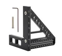 HKZTUY Équerre de charpentier - Règle de mesure multi-angles 3D - Carré de travail du bois - 22,5 à 90 degrés - Petit outil carré avec broche de position d'angle - Outil carré - Noir - HK01651
