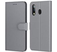 HL Tenphone Etui Coque pour Samsung Galaxy A20e, Protection Housse en Cuir Portefeuille Livre,[Emplacements Cartes],[Fonction Support],[Languette Magnétique] pour (Galaxy A20e (5,80 Pouces), Gris)