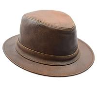 HL004 Chapeau trilby en cuir véritable doux et léger, peau, M