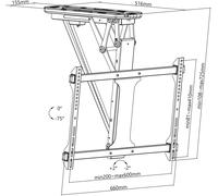 Hl44Ml Support De Plafond Motorisé Et Pliable Pour Téléviseur Pour Écrans De 81 À 176 Cm (81 À 176 Cm),Charge Jusqu'À 35 Kg,Avec Télécommande Sans Fil,Fonction Smart Home