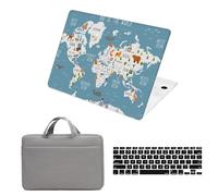 HLAAJJX Compatible avec Coque 2015-2017 MacBook 12 Pouces Modèle A1534 avec Air 12,6" Retina Display,Coque Rigide & Housse Clavier & Sac d'ordinateur Portable,Carte et Animal
