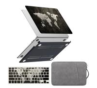 HLAAJJX Compatible avec Coque MacBook Air 13 Pouces 2010-2017 Étui Rigide pour Mac Air 13 A1466 A1369,Coque Rigide & Sacoche Ordinateur Portable & Protection Clavier,Carte du Monde Noire