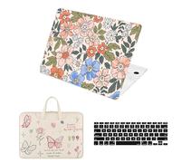 HLAAJJX Compatible avec Coque MacBook Air 13 Pouces M4 M3 M2 2025 2024 2022 Modèle A3240 A3113 A2681,Air 13,6" Étui Rigide & Housse Clavier & Sac d'ordinateur Portable,Fleur Rose
