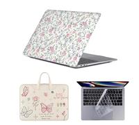 HLAAJJX Coque Case pour MacBook Air 13 Pouces 2010-2017 Version A1466 A1369,Coque Ultra-Fine Légère Étui Anti-Empreinte Digitale & Sac Ordinateur & Protection Clavier,Petite Fleur Rose
