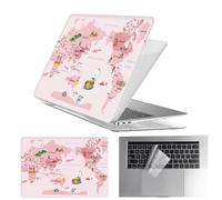 HLAAJJX Coque Compatible avec MacBook Air 13 Pouces 2017 2016 2015 2014 2013 2012 2010,Coque Rigide Protège & Housse Clavier Para MacBook Air 13,3 Pouces A1466 A1369,Carte du Monde Mignonne