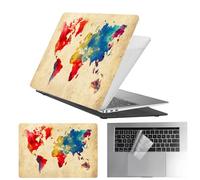 HLAAJJX Coque Compatible avec MacBook Air 13 Pouces 2017 2016 2015 2014 2013 2012 2010,Coque Rigide Protège & Housse Clavier Para MacBook Air 13,3 Pouces A1466 A1369,Carte du Monde Rétro