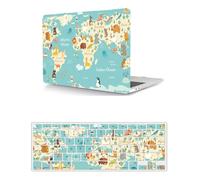 HLAAJJX Coque Compatible avec MacBook Pro 16 Pouces Case A2141 avec Touch Bar et Touch ID Version de 2020 2019, Plastique Housse Étui Rigide + EU Couvercle de Clavier,Carte du Monde
