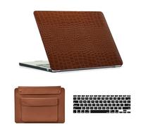 HLAAJJX Coque Compatible avec MacBook Pro 16 Pouces M4 M3 M2 M1 Pro/Max 2021-2025 Modèle A3186 A3403 A2991 A2780 A2485,Coque Rigide & Sac Transport & Housse Clavier,Peau D'alligator Brune