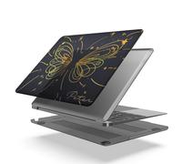 HLAAJJX Coque Compatible avec MacBook Pro 16 Pouces M4 Max M3 M2 M1 2025 2024 2023 2021,Étui Rigide Para Macbook Pro 16 A3186 A3403 A2991 A2780 A2485,Papillon Doré