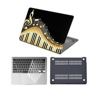 HLAAJJX Coque Para MacBook Air 11 Pouces,2015 2013 Modèle A1370 A1465,Coque Rigide de Protection en Plastique & Housse Clavier,Mélodie Noir et Or