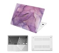 HLAAJJX Coque Para MacBook Air 13 Pouces - 13,6 Pouces,M5 M4 M3 M2 2026 2025 2024 2022 A3449 A3240 A3113 A2681 avec Touch ID,Coque Rigide Protège & Housse Clavier,Marbre Violet