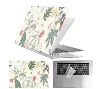 HLAAJJX Coque Para MacBook Air 13 Pouces M4 M3 M2 2025 2024 2022,Coque Rigide Protège & Housse Clavier Para Macbook Air 13,6 Pouces A3240 A3113 A2681 avec Touch ID,Fleur Verte Sauvage