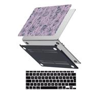 HLAAJJX Coque Para MacBook Air M4 M3 M2 13 Pouces 2025 2024 2022 A3240 A3113 A2681,Coque Rigide Protège & Housse Clavier Para Macbook Air 13,6" avec Touch ID,Fleur Violette