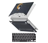 HLAAJJX Coque Para MacBook Air M4 M3 M2 13 Pouces 2025 2024 2022 A3240 A3113 A2681,Coque Rigide Protège & Housse Clavier Para Macbook Air 13,6" avec Touch ID,Astronaute et Lune