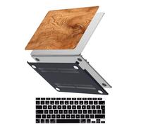 HLAAJJX Coque Para MacBook Air M4 M3 M2 13 Pouces 2025 2024 2022 A3240 A3113 A2681,Coque Rigide Protège & Housse Clavier Para Macbook Air 13,6" avec Touch ID,Grain de Bois