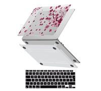 HLAAJJX Coque Para MacBook Air M4 M3 M2 13 Pouces 2025 2024 2022 A3240 A3113 A2681,Coque Rigide Protège & Housse Clavier Para Macbook Air 13,6" avec Touch ID,Rose et Fleur de Cerisier