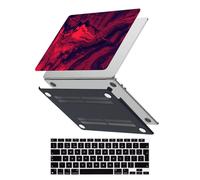 HLAAJJX Coque Para MacBook Pro 14 Pouces M5 M4 M3 M2 M1 Max 2025 2024 2023 2021 A3434 A3112 A3185 A3401 A2918 A2992 A2779 A2442,Pro 14,2" Étui Rigide & Housse Clavier,Rouge Noir