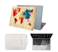 HLAAJJX Coque pour MacBook Air 13 Pouces 2010-2017 Version A1466 A1369,Coque Protection Rigide & Sac Ordinateur & Housse Clavier pour Mac Air 13 2017 A1466,Carte du Monde