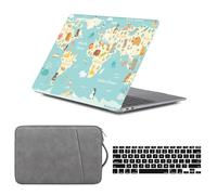 HLAAJJX Coque pour MacBook Air 13 Pouces M1 2020 2019 2018 Étui Rigide pour Mac Air 13,3 A2337 A2179 A1932,Coque Rigide & Sacoche Ordinateur Portable & Housse Clavier,Carte du Monde Bleue