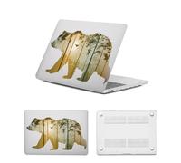 HLAAJJX Coque pour Macbook Air 13 Pouces M4 M3 M2 2025 2024 2023 2022 A3240 A3113 A2681 Retina/Touch ID,Housse Étui Fine Rigide Protection pour Macbook Air 13 Case,Forêt d'ours