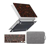 HLAAJJX Coque pour MacBook Air 13 Pouces M4 M3 M2 2026 2025 2024 2022 A3240 A3113 A2681,Étui Rigide & Sacoche Ordinateur Portable & Housse Clavier pour Mac Air 13,6,Roche Rouge Noire