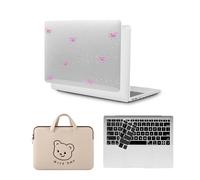 HLAAJJX Coque pour Macbook Air M1 13 Pouces 2020 2019 2018 A1932 A2179 A2337 Retina/Touch ID,Étui Rigide Plastique & Cuir Housse Ordinateur & Clavier pour Macbook Air 13 Case,Nœud Rose