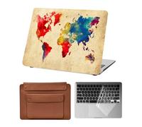 HLAAJJX Coque pour Macbook Air M1 13 Pouces 2020 2019 2018 A1932 A2179 A2337 Retina/Touch ID,Étui Rigide Plastique & Sac de Transport & Clavier pour Macbook Air 13 Case,Carte du Monde