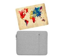 HLAAJJX Coque pour Macbook Pro 13 Pouces 2012 2011 2010 2009 2008 A1278 CD-ROM,Coque de Protection Rigide en Plastique & Sac Ordinateur pour Macbook Pro 13.3 Case,Carte du Monde