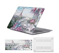 HLAAJJX Coque pour MacBook Pro 13 Pouces M2 M1 2022-2016 A2338 A2289 A2251 A2159 A1989 A1706 A1708 avec/sans Touch Bar,Étui Protection Ultra Fine & Housse Clavier,Fleurs de Jardin