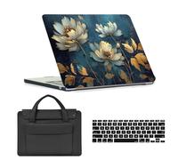 HLAAJJX Coque pour MacBook Pro 14 M5 M4 M3 M2 M1 Max 2026-2021 A3427 A3426 A3434 A3112 A3185 A3401 A2918 A2992 A2779 A2442,14,2" Étui Rigide & Housse Clavier & Sacoche,Pivoine Luxueuse