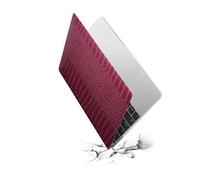 HLAAJJX Coque pour MacBook Pro 14 Pouces M4 M3 M2 M1 2025 2024 2023 2022 2021 Pro Max A3112 A3185 A3401 A2918 A2992 A2779 A2442,Cuir Crocodile et Plastique Étui Rigide pour Mac 14,2″,Rose Rouge