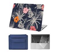 HLAAJJX Coque pour MacBook Pro 15 Pouces 2015 2014 2013 2012 A1398 Retina,Housse Étui Rigide en Plastique Fine & Sac de Transport & Clavier pour Macbook Pro 15.3,Fleurs et Feuilles