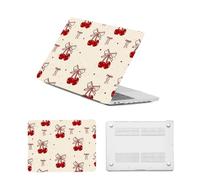 HLAAJJX Coque Protection Compatible avec MacBook Air 13 Pouces Case M5 M4 M3 M2 2026 2025 2024 2022 Modèle A3449 A3240 A3113 A2681,Étui Rigide Para Macbook Air 13,6,Cerise Rouge et Nœud Beige