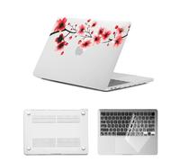 HLAAJJX Coque Rigide pour Macbook Air M4 M3 M2 15 Pouces 2025 2024 2023 A3241 A3114 A2941 avec Retina/Touch ID,Étui Fin en Plastique Housse Dure & Clavier pour Air 15,Fleur de Prunier