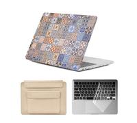 HLAAJJX Coque Rigide pour Macbook Air M4 M3 M2 15 Pouces 2025 2024 2023 A3241 A3114 A2941 Retina/Touch ID,Étui en Plastique & Sac de Transport & Clavier pour Air 15,Floral à Carreaux