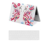 HLAAJJX Laptop Coque Compatible avec 2024 2023 Macbook Air M3 M2 15 Pouces Case Retina/Touch ID A2941 A3114 2023 2024, Housse Étui Rigide & EU Protection Clavier,Fleur de Papillon