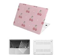HLAAJJX pour Coque MacBook Air 11 Pouces 2015-2010 Version A1370 A1465,Étui Rigide pour Macbook Air 11,6 Coque Fine et Légère en Plastique & Housse Clavier,Cerises Roses