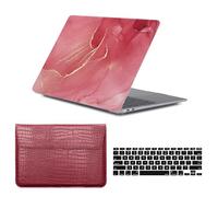 HLAAJJX pour Coque MacBook Neo 13 Pouces 2026 A3404 avec A18 Pro Chip & 13" Liquid Retina Disply,Étui Rigide & Sacoche Ordinateur Portable & Protection Clavier,Marbre Rouge