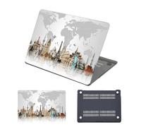 HLAAJJX pour Coque MacBook Pro 16 Pouces M4 M3 M2 M1 Max 2025 2024 2023 2021,Housse Anti-Rayures pour Macbook Pro 16,2" A3186 A3403 A2991 A2780 A2485 Étui Rigide,Carte du Monde Grise